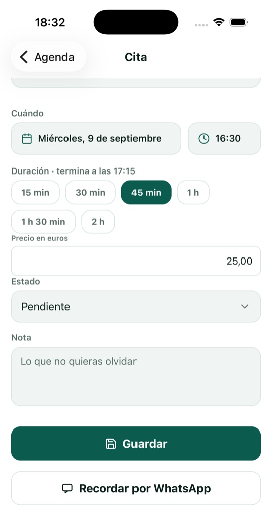 Agenda de Citas: pantalla 3